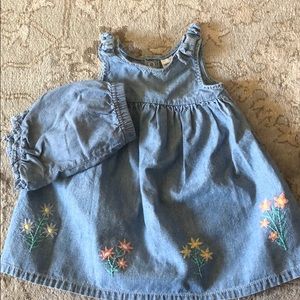 Carters Jean dress with embroidered flowers